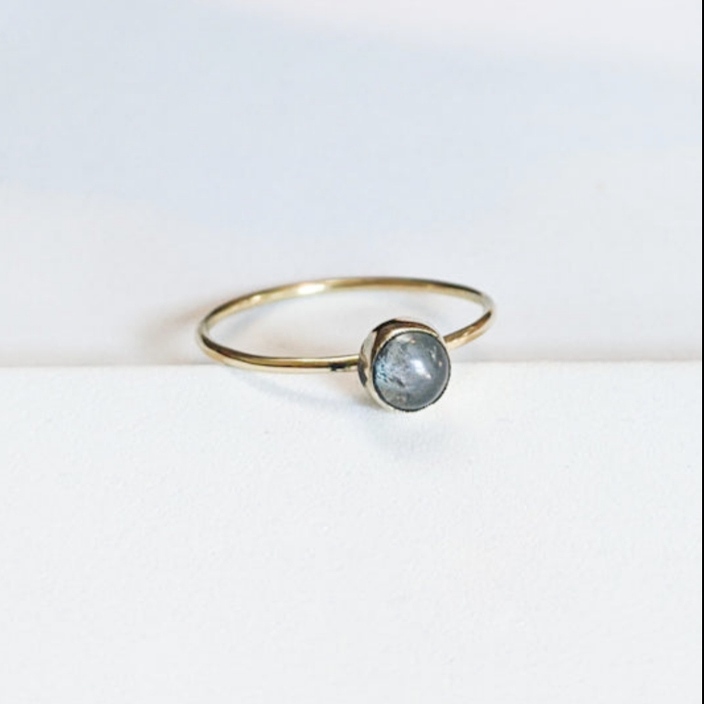 NWT Baizaar Round Moonstone Dainty Stacking Ring, Size 6.75